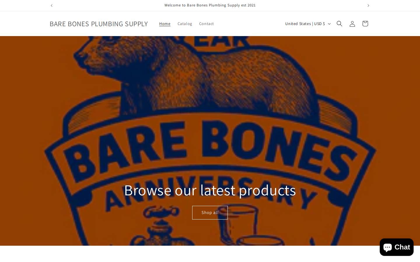 barebonesplumbingsupply.com homepage screenshot