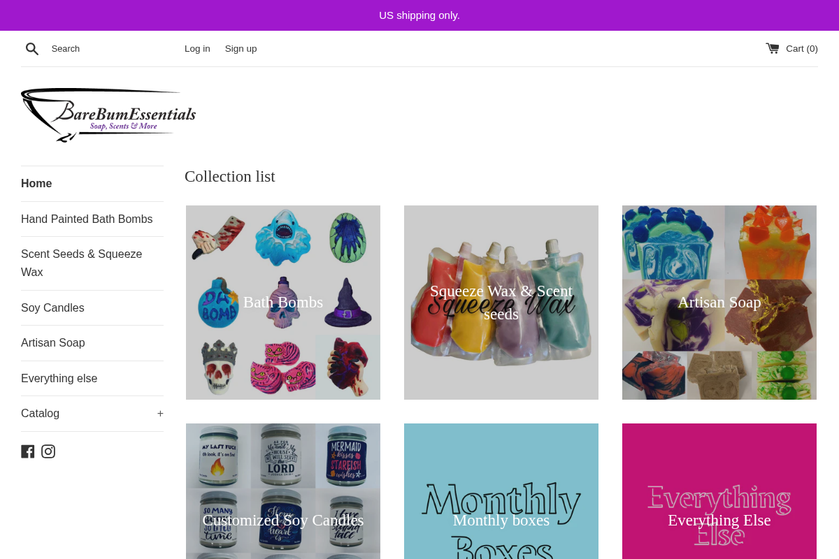 BareBumEssentials homepage screenshot