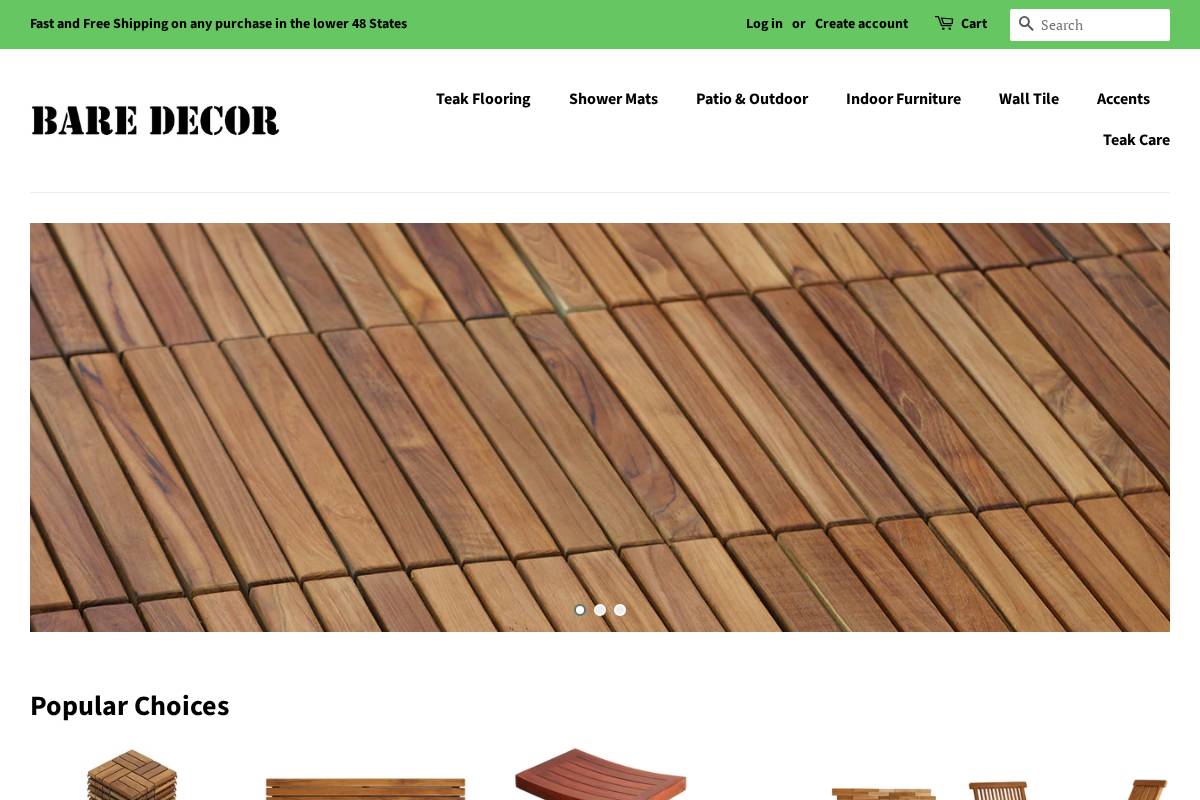 baredecor.com homepage screenshot