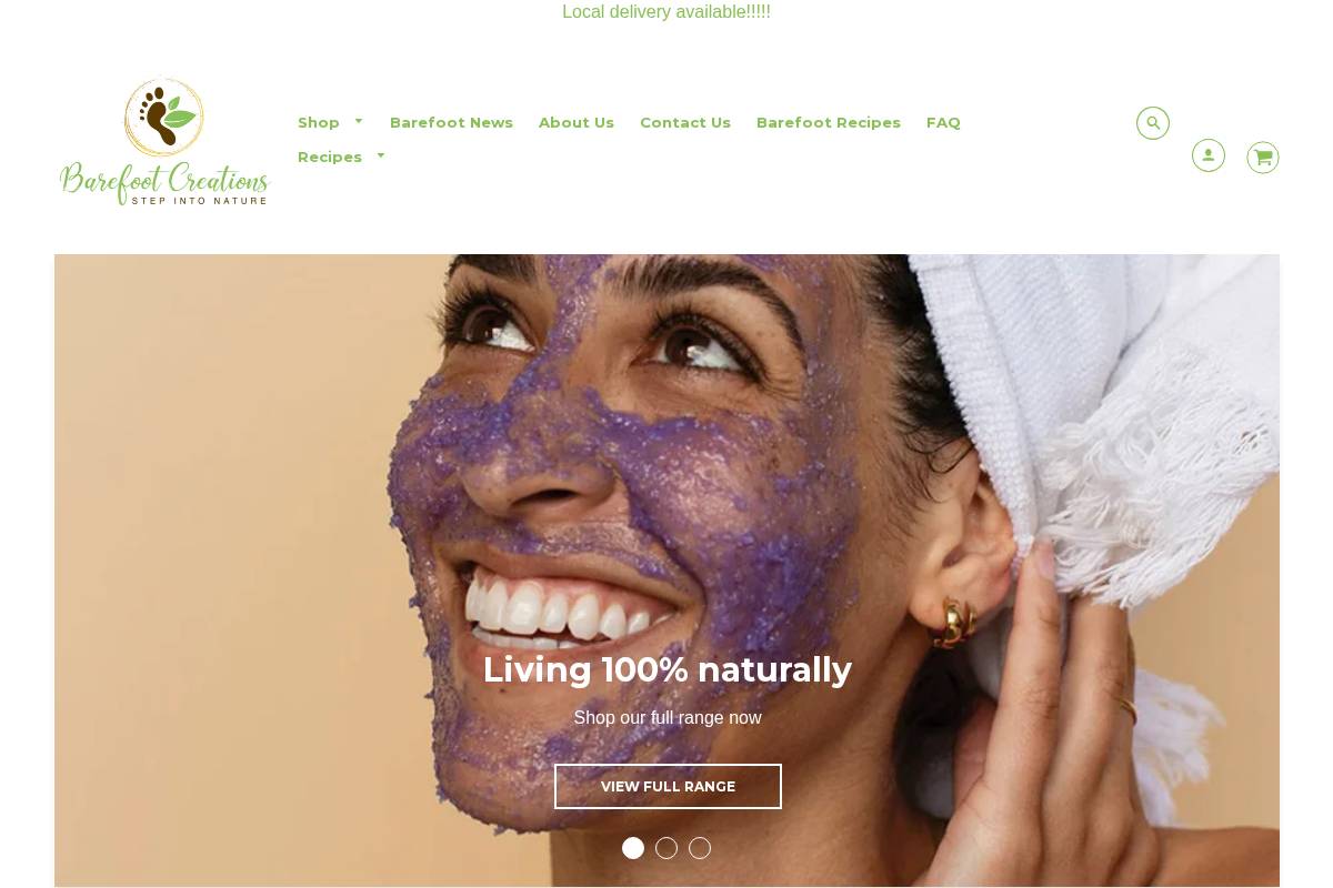 barefootcreations.com.au homepage screenshot