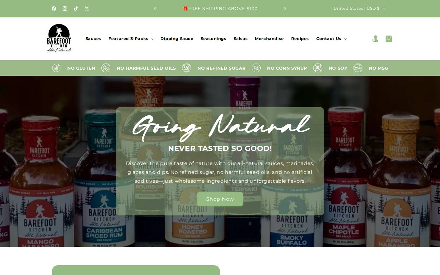 barefootkitchen.com homepage screenshot