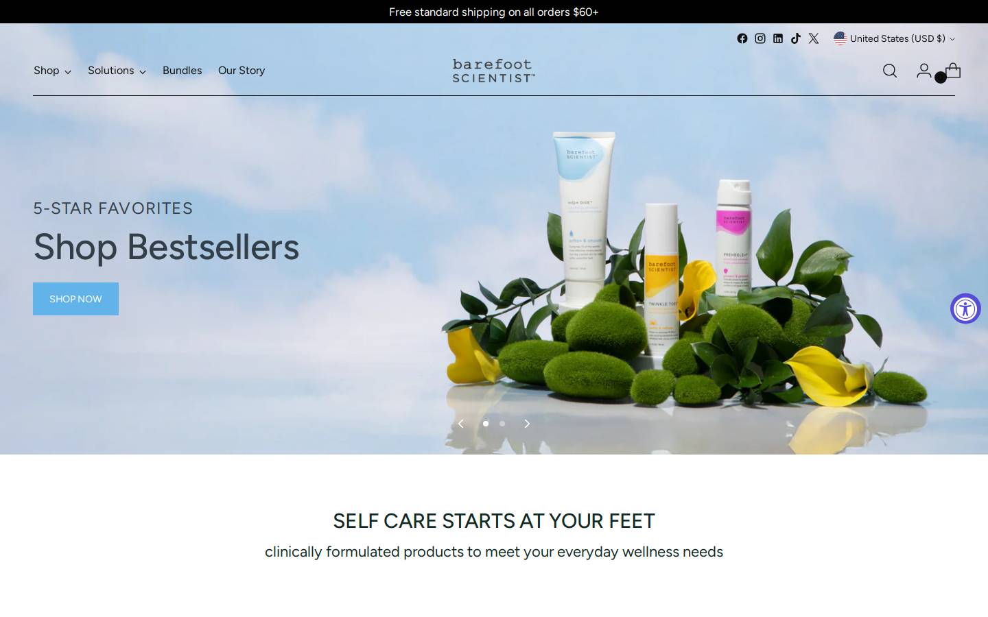 barefootsciences.com homepage screenshot