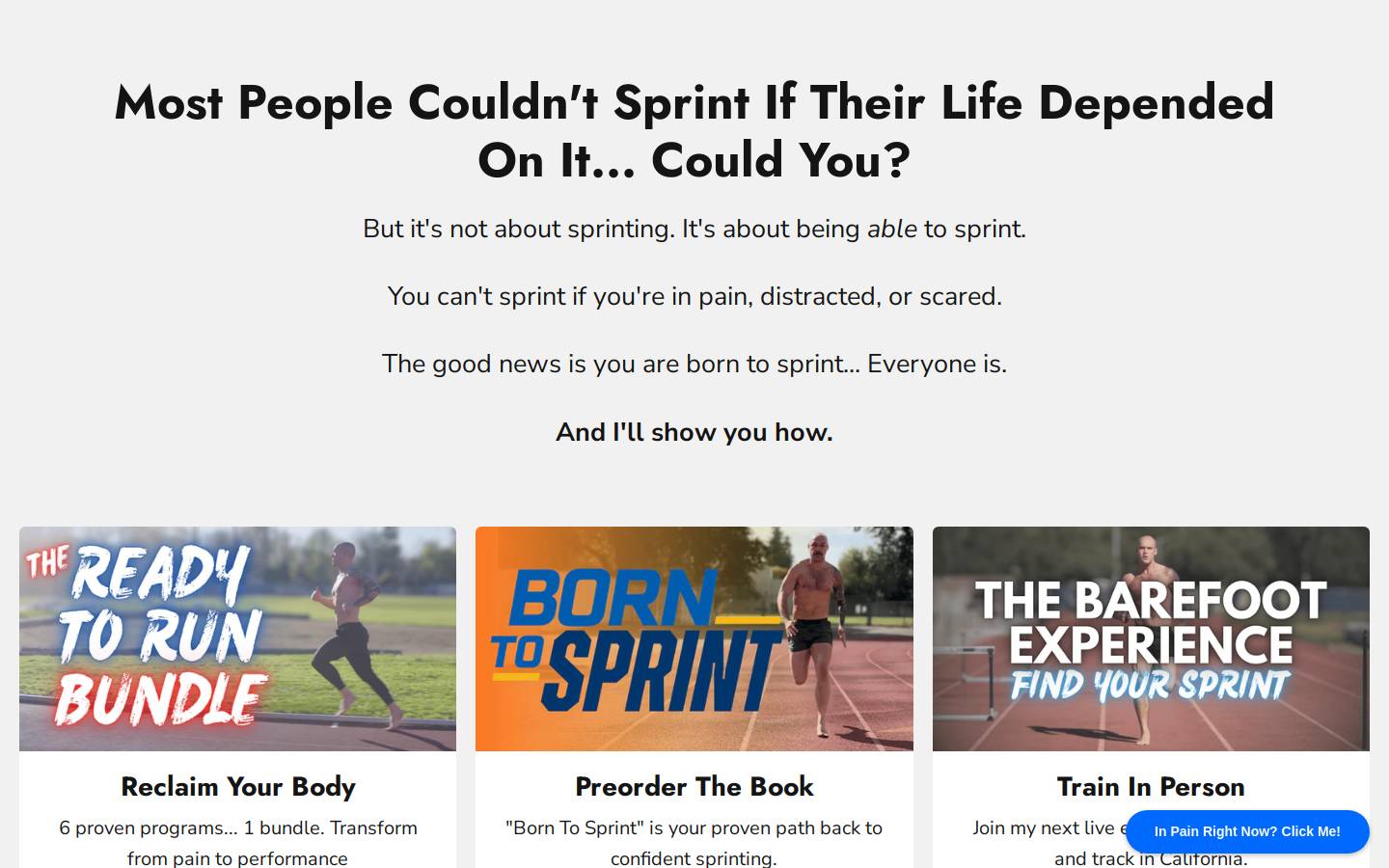 barefootsprinter.com homepage screenshot