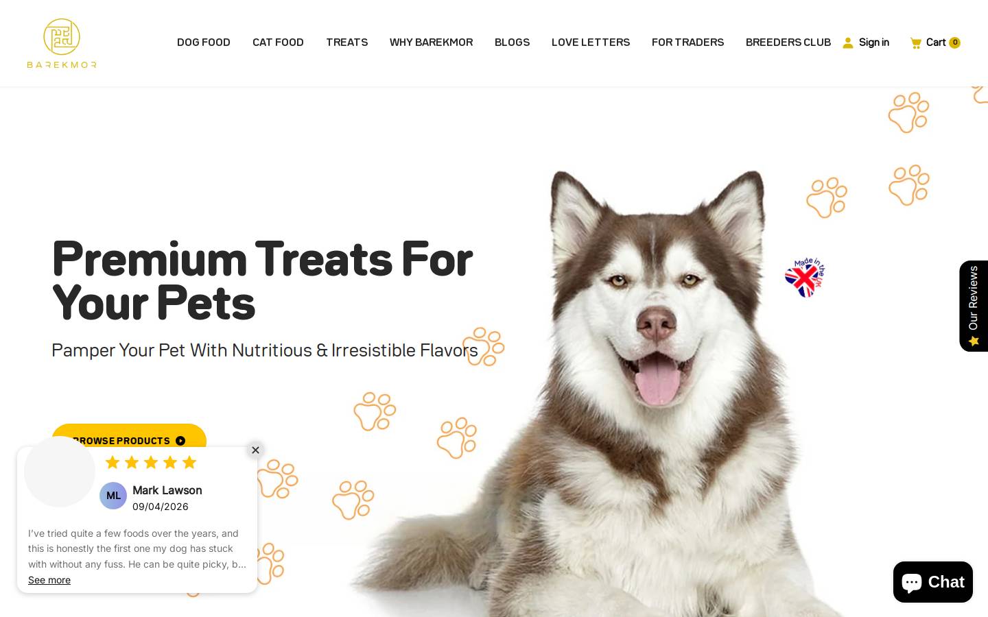 Barekmorpetfoods homepage screenshot