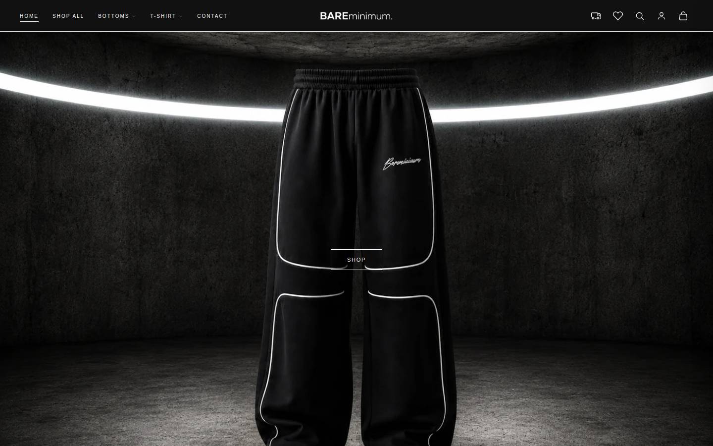 Bare Minimum homepage screenshot
