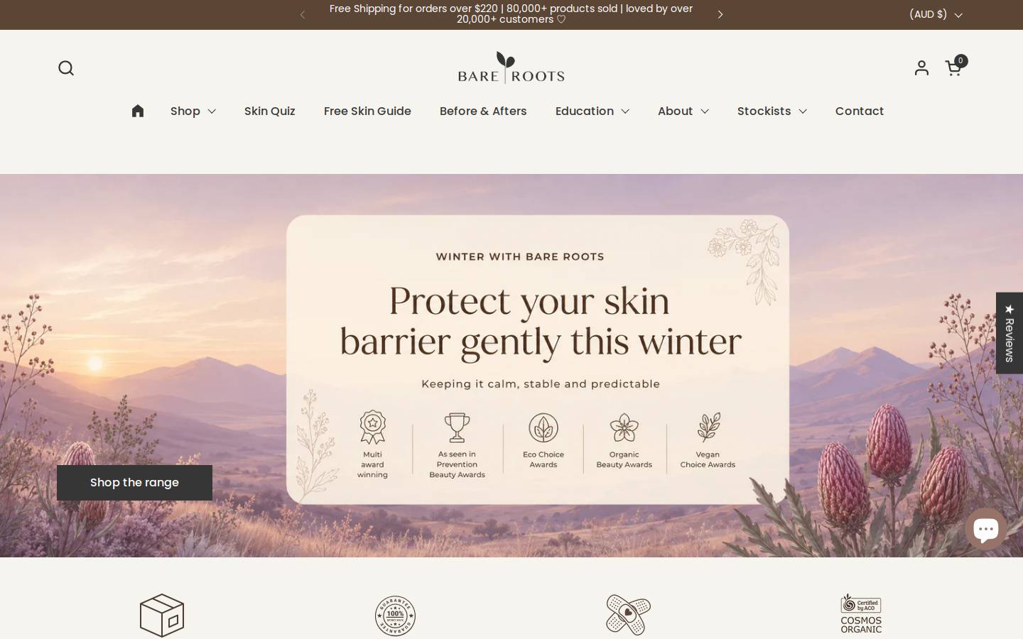 bareroots.com.au homepage screenshot