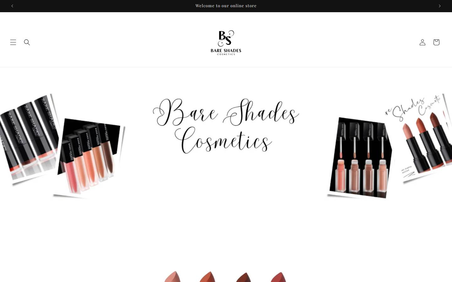 bareshadescosmetics.com homepage screenshot