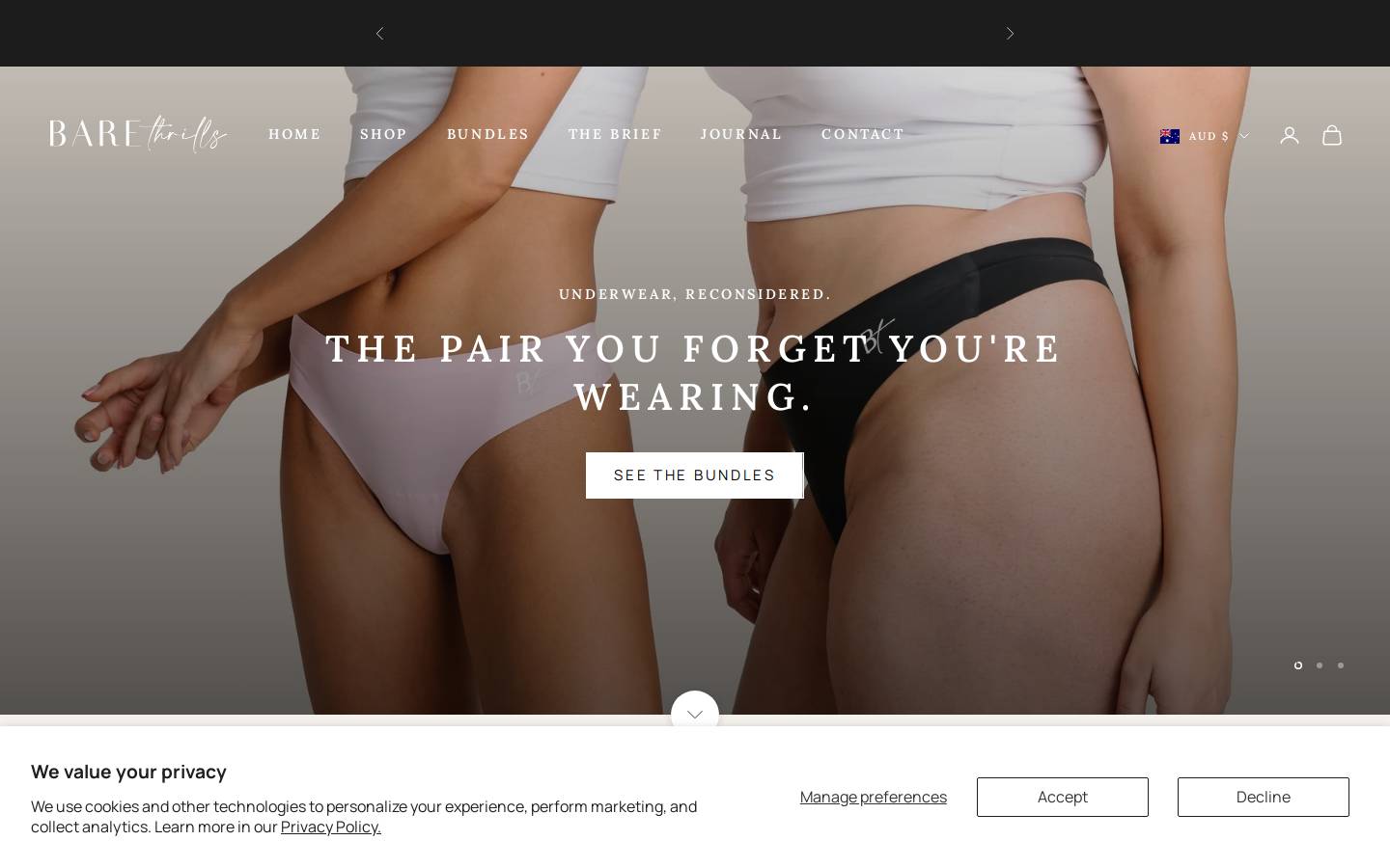 barethrills.com.au homepage screenshot