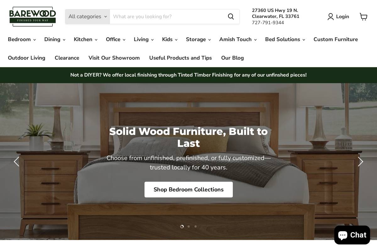 barewoodoutlet.com homepage screenshot