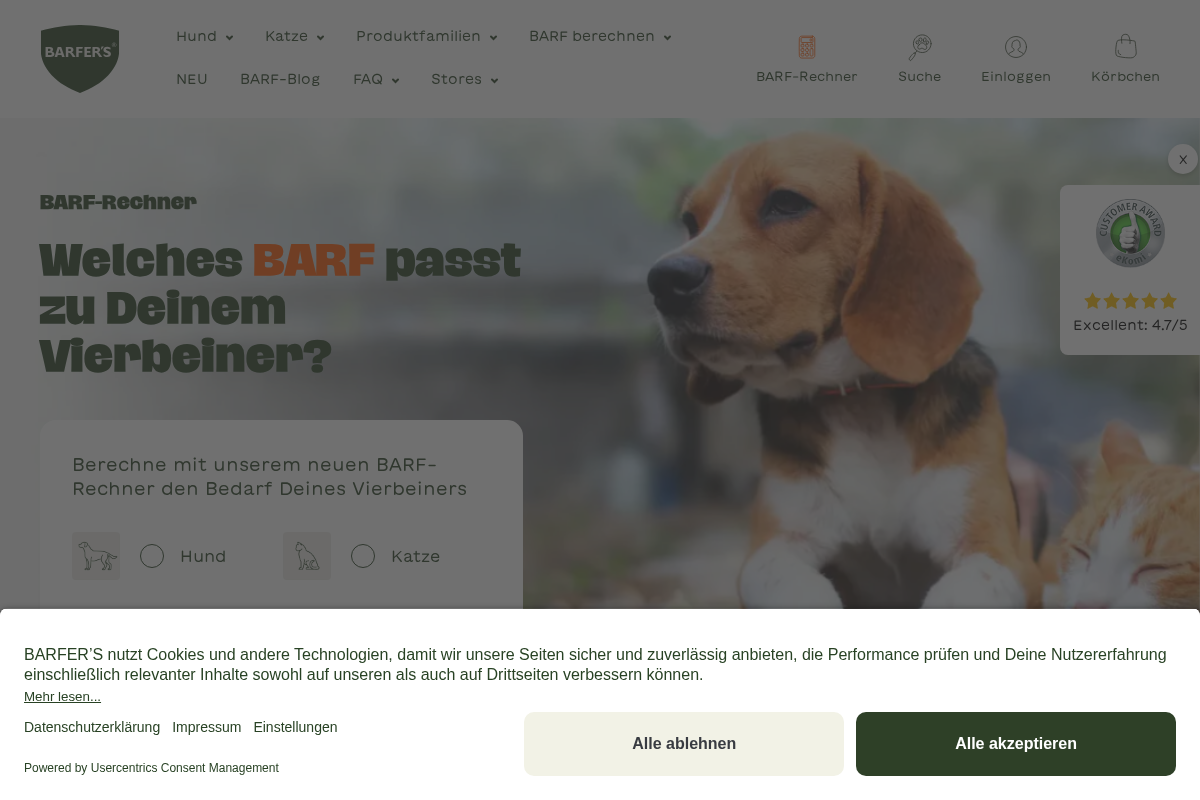 Barfer's Wellfood homepage screenshot
