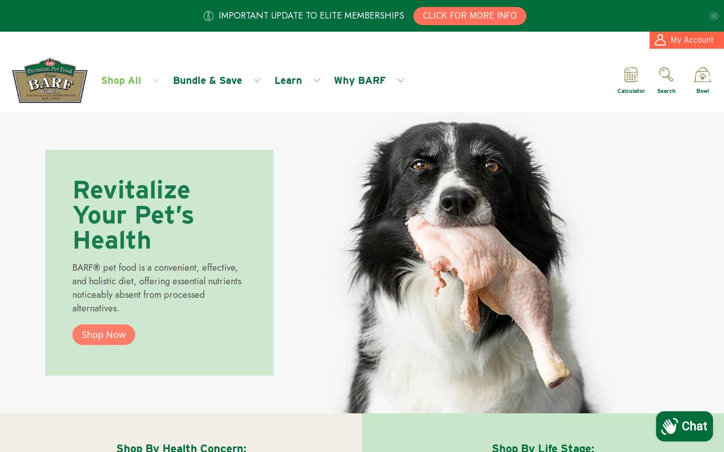 BARF World homepage screenshot