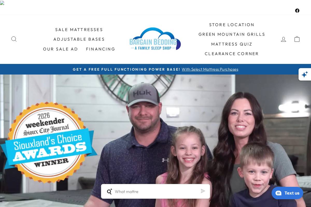 bargainbeddingsiouxcity.com homepage screenshot
