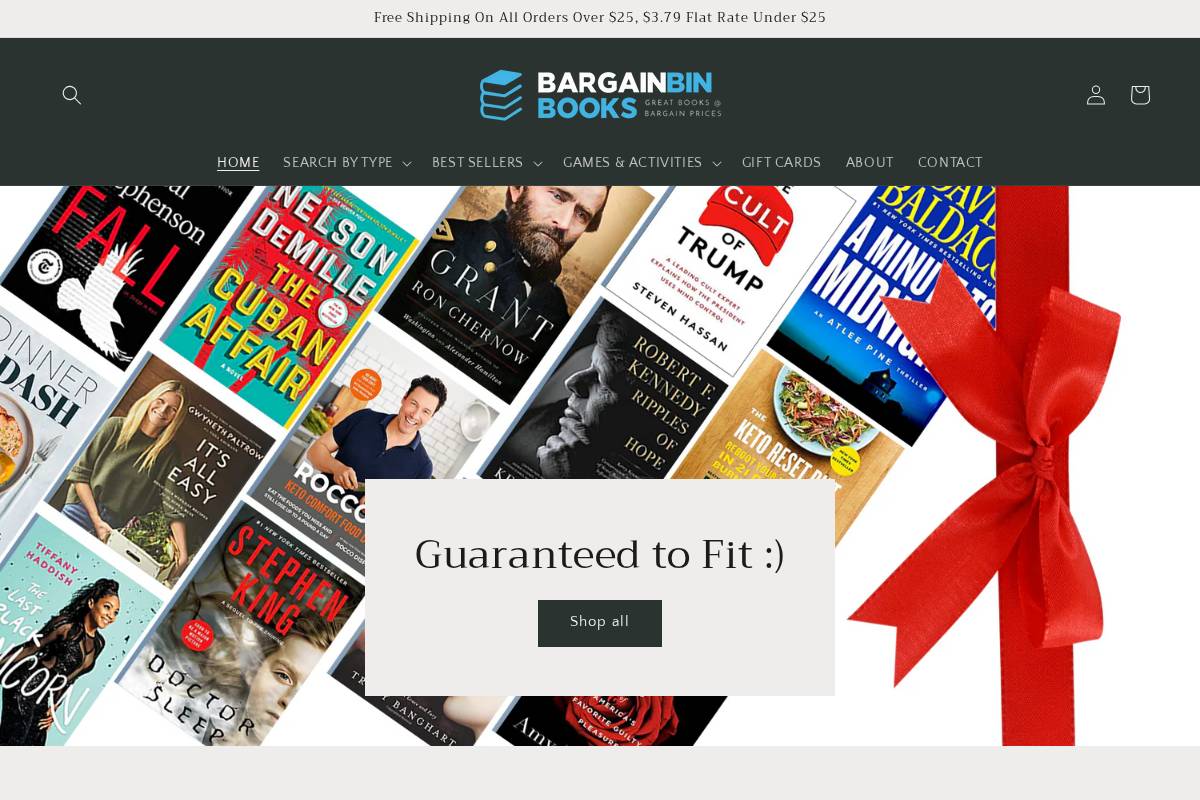 bargainbinbooks.com homepage screenshot