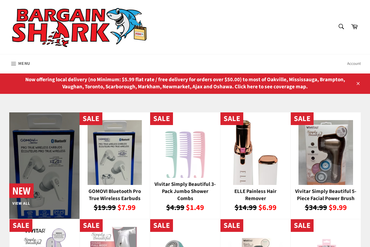 Bargain Shark homepage screenshot