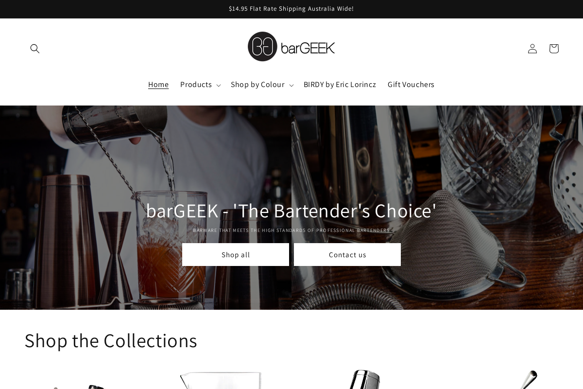 barGEEK online cocktail store homepage screenshot