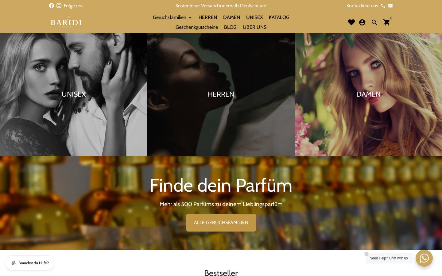 baridiparfums.de homepage screenshot