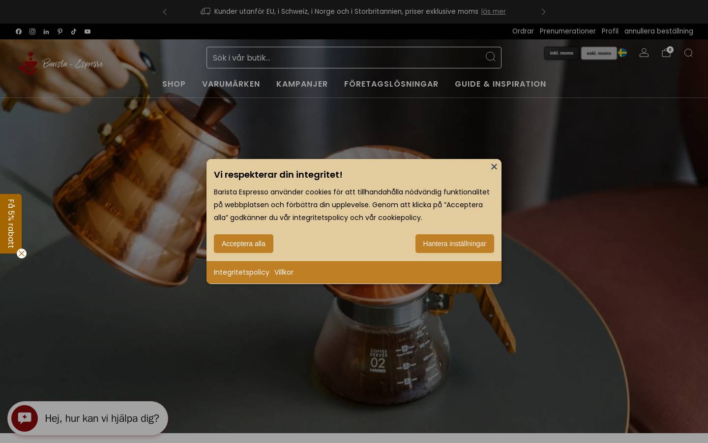 Barista Espresso homepage screenshot