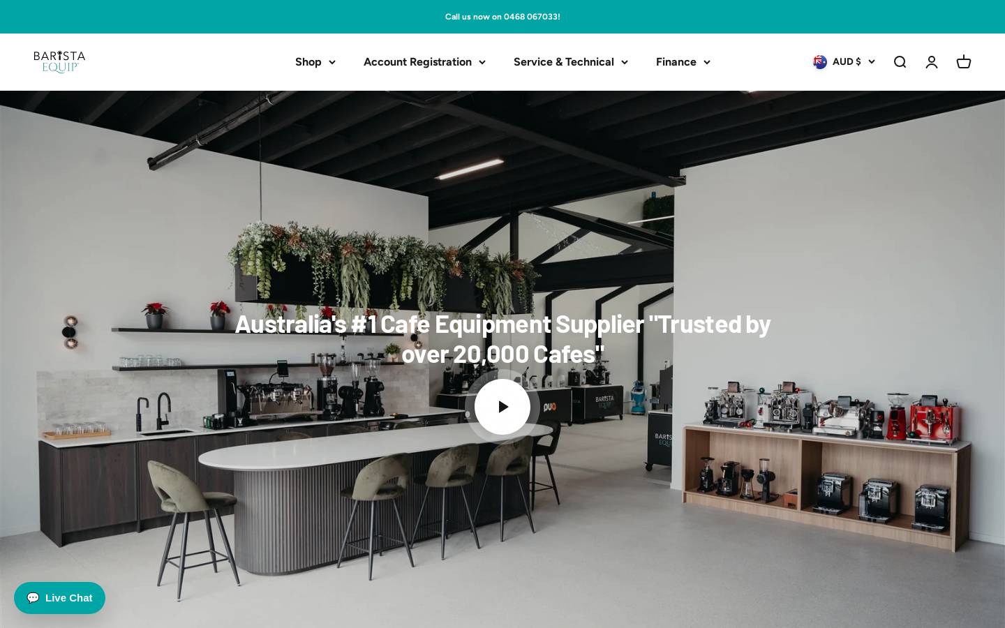 baristaequip.com.au homepage screenshot