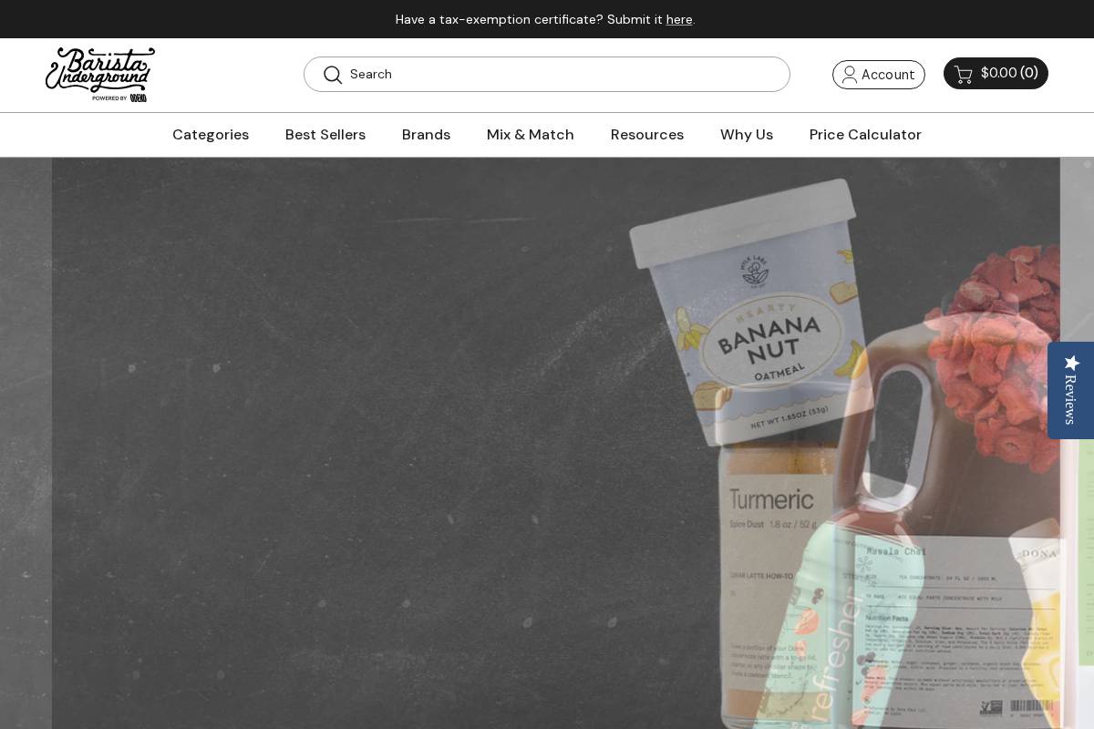 Barista Underground homepage screenshot