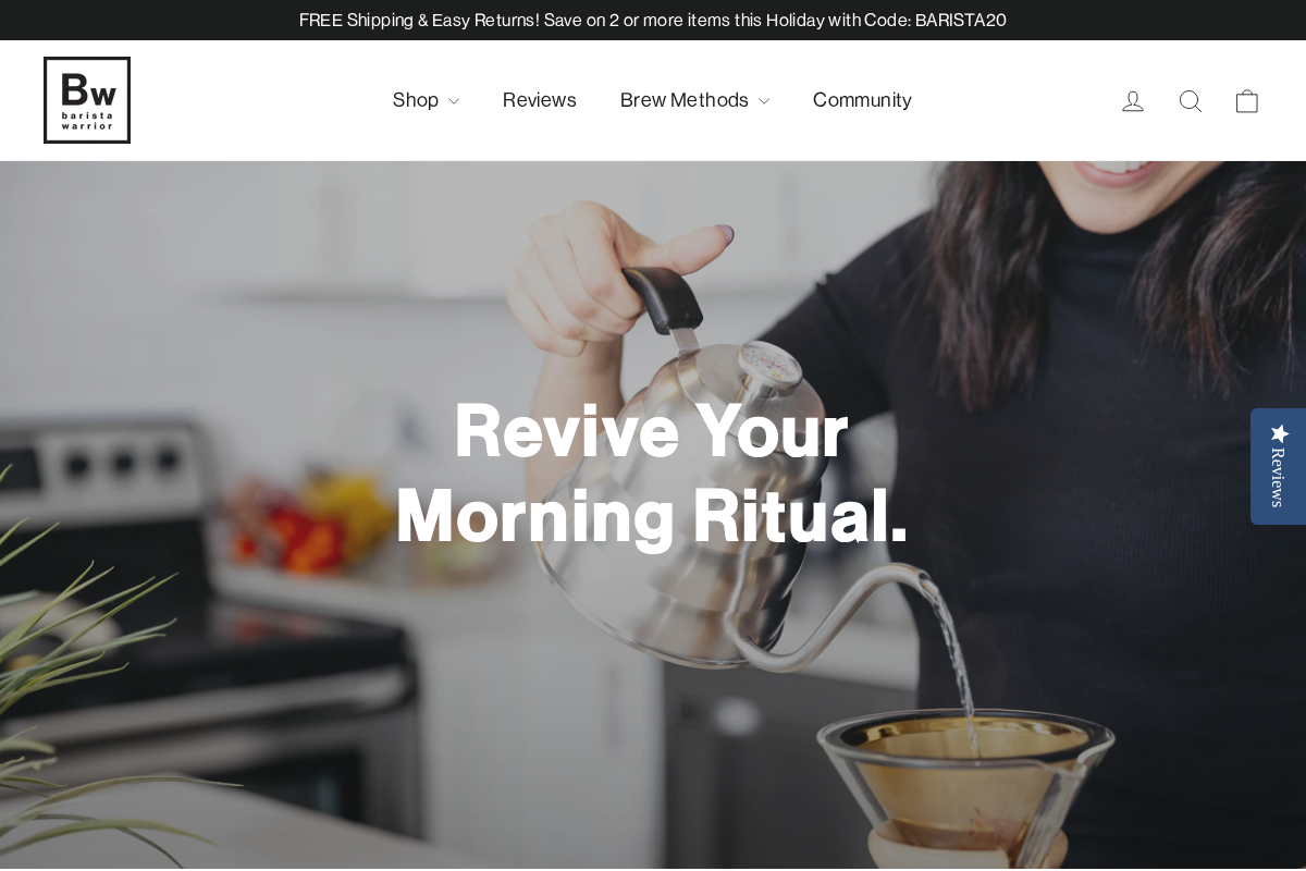 Barista Warrior homepage screenshot