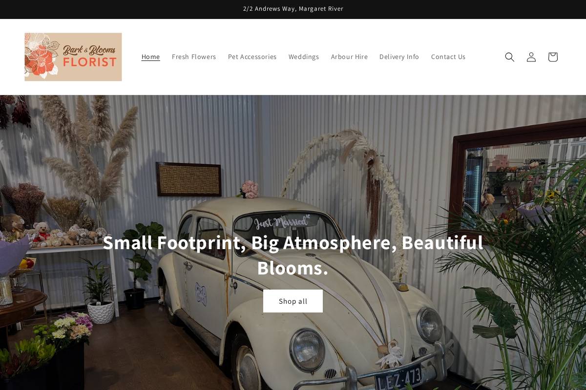 barkandblooms.com homepage screenshot