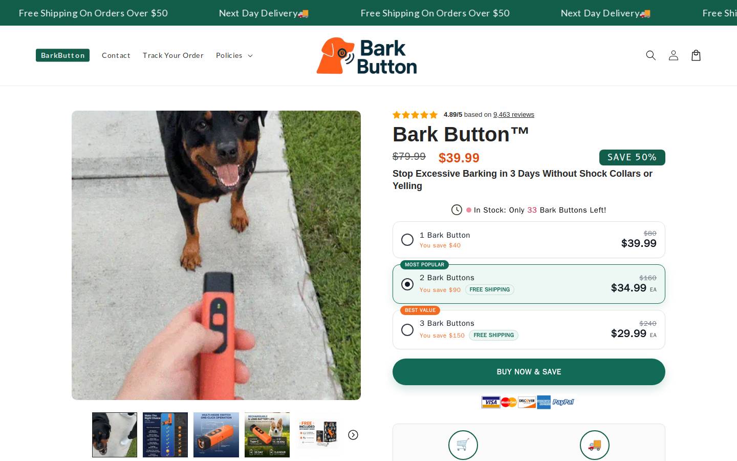 barkbuttonshop.com homepage screenshot