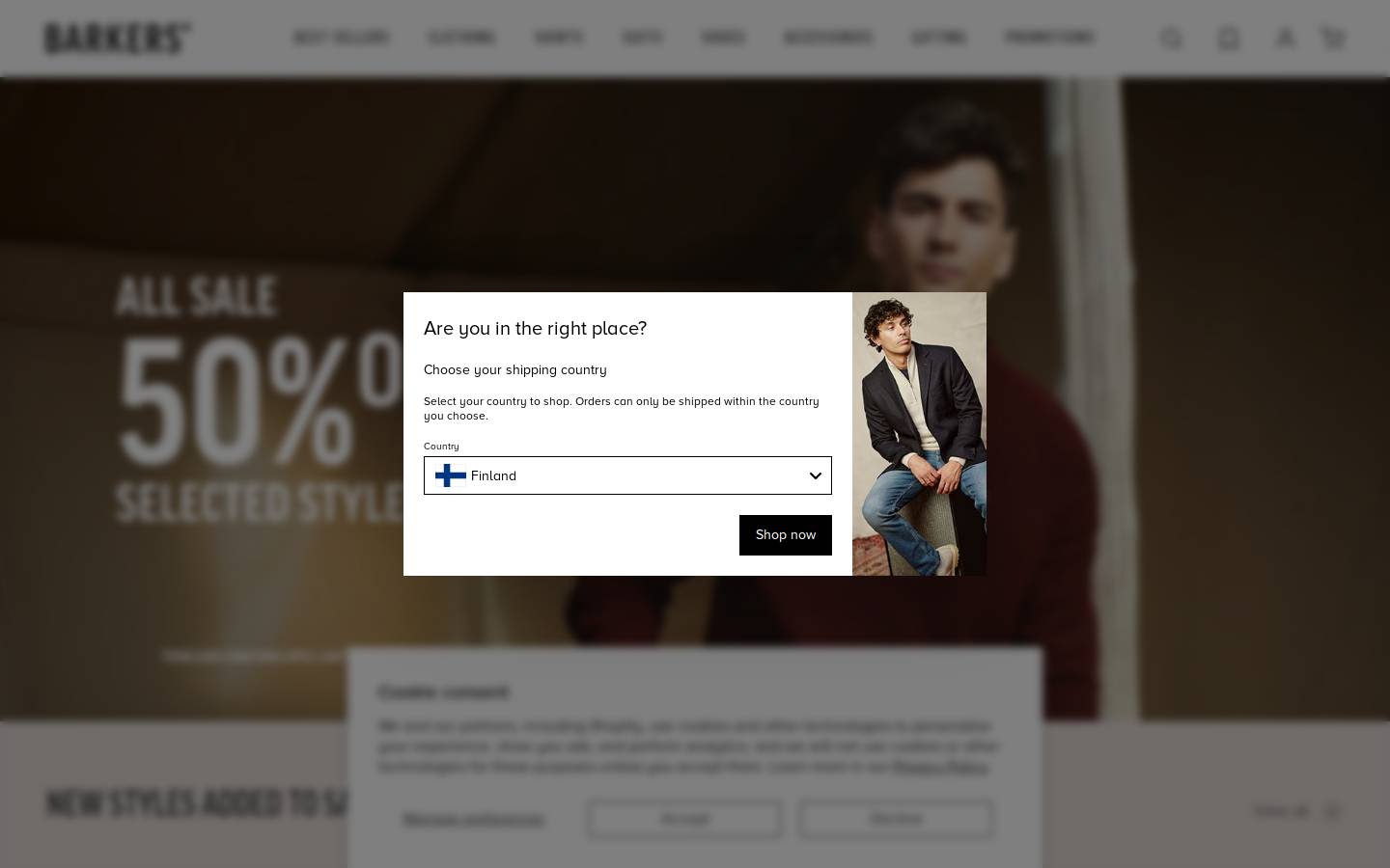 barkersclothing.com homepage screenshot
