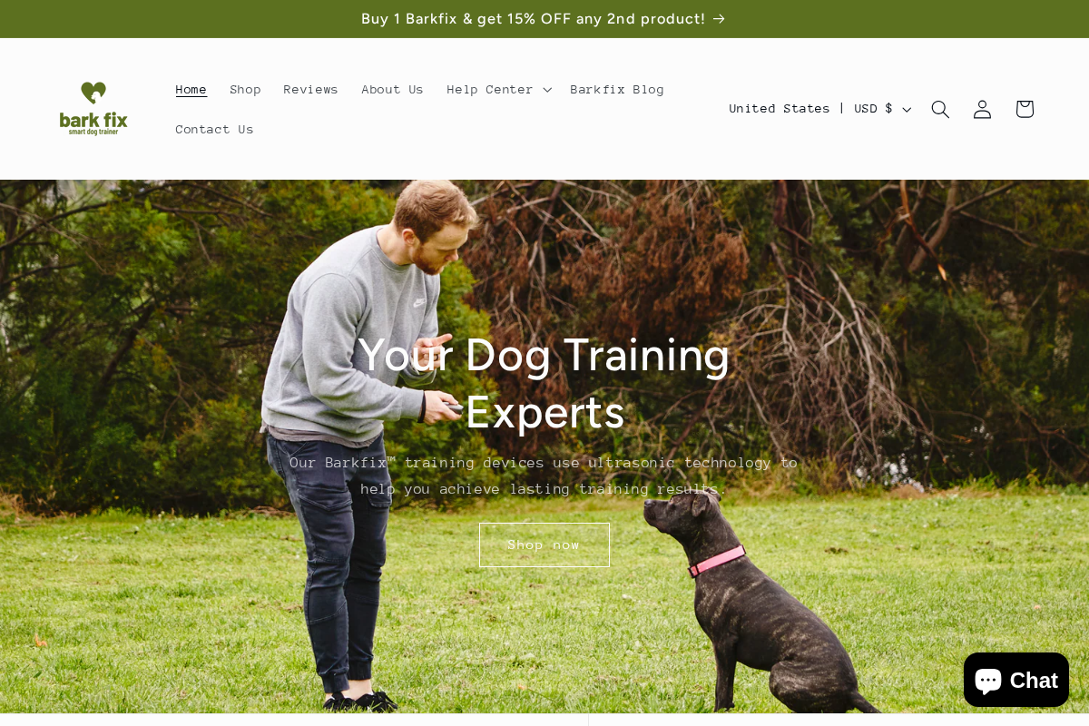Barkfix™ Dog Training homepage screenshot