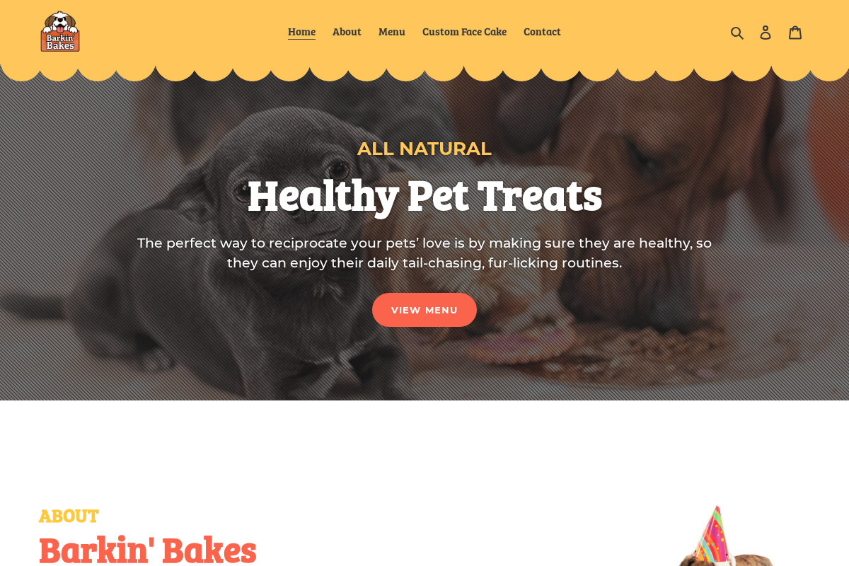 Barkin Bakes PH homepage screenshot