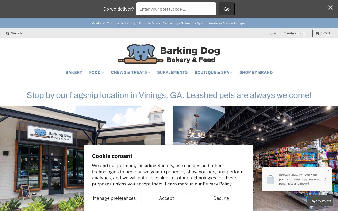 barkingdogbakeryandfeed.com homepage screenshot