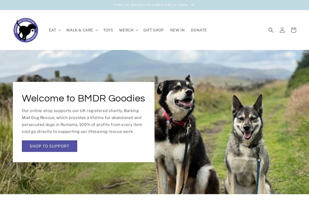 barkingmaddoggoodies.co.uk homepage screenshot
