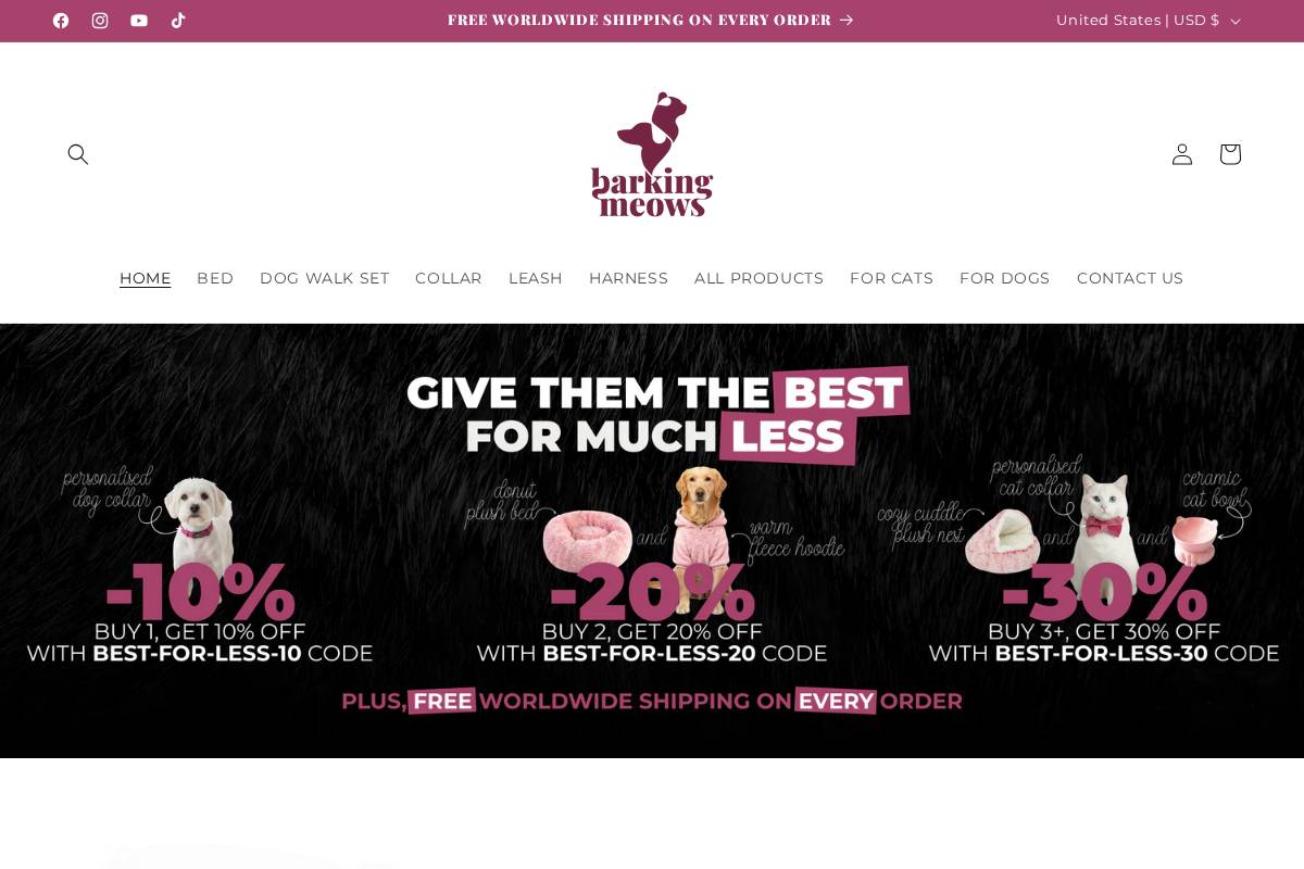 barkingmeows.com homepage screenshot