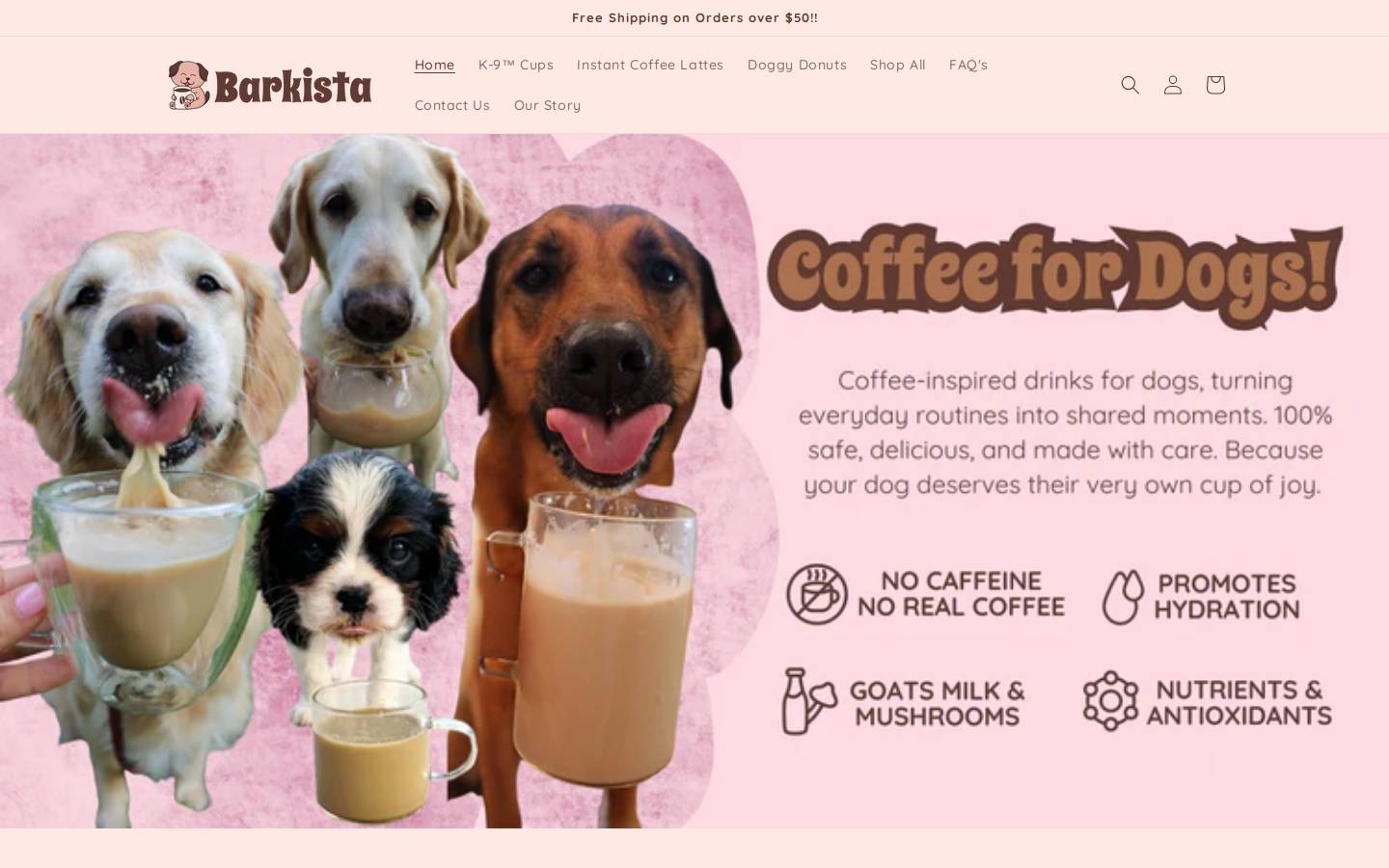 barkistadogcoffee.com homepage screenshot