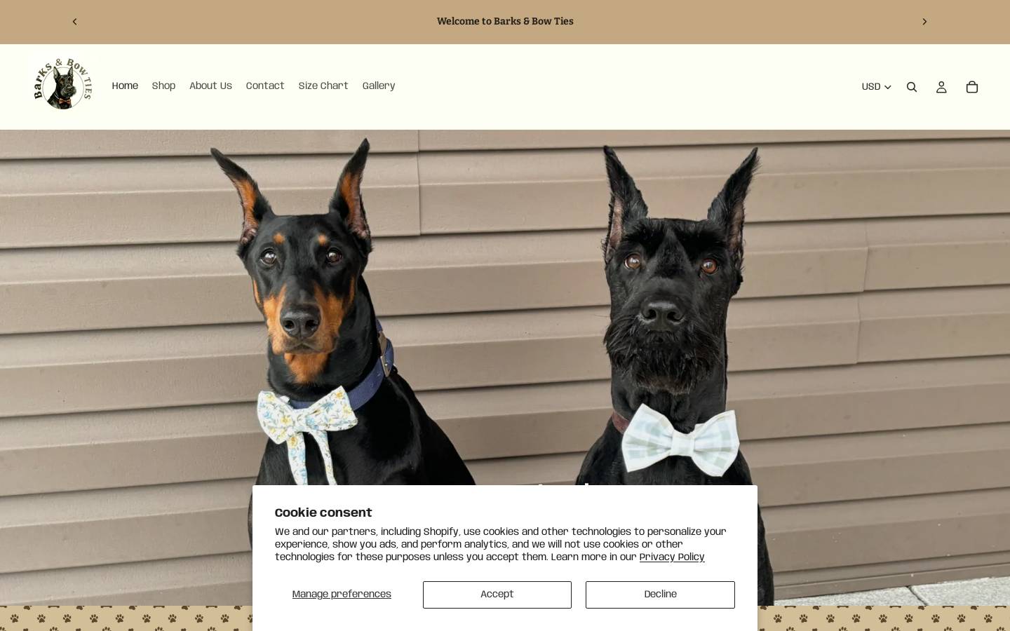 barksandbowties.com homepage screenshot