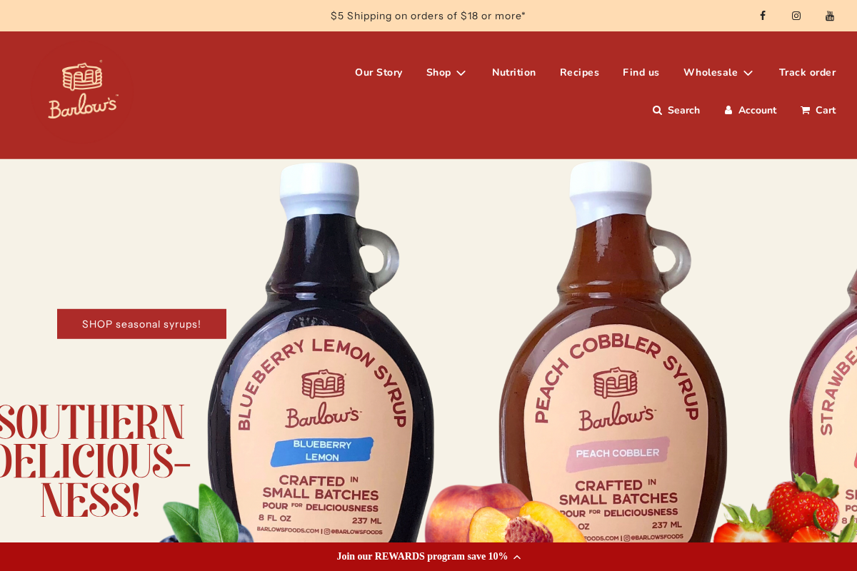 Barlow's Foods homepage screenshot