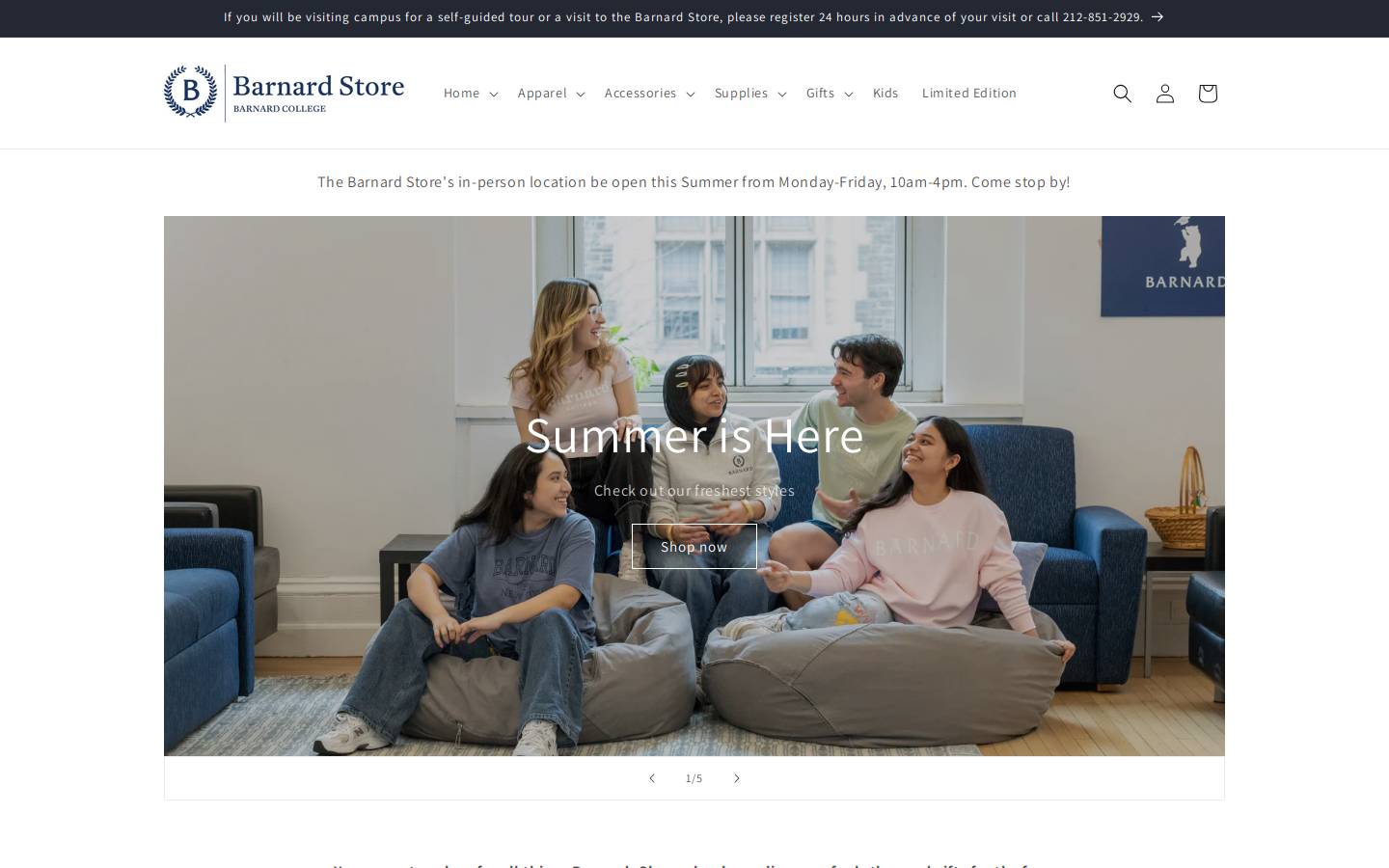 barnardstore.com homepage screenshot