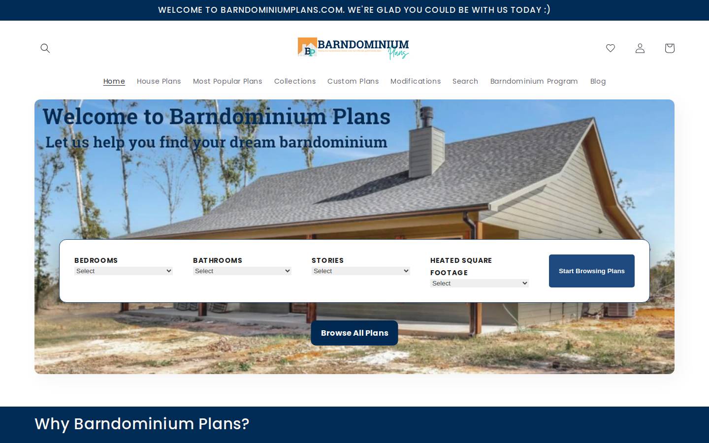 barndominiumplans.com homepage screenshot