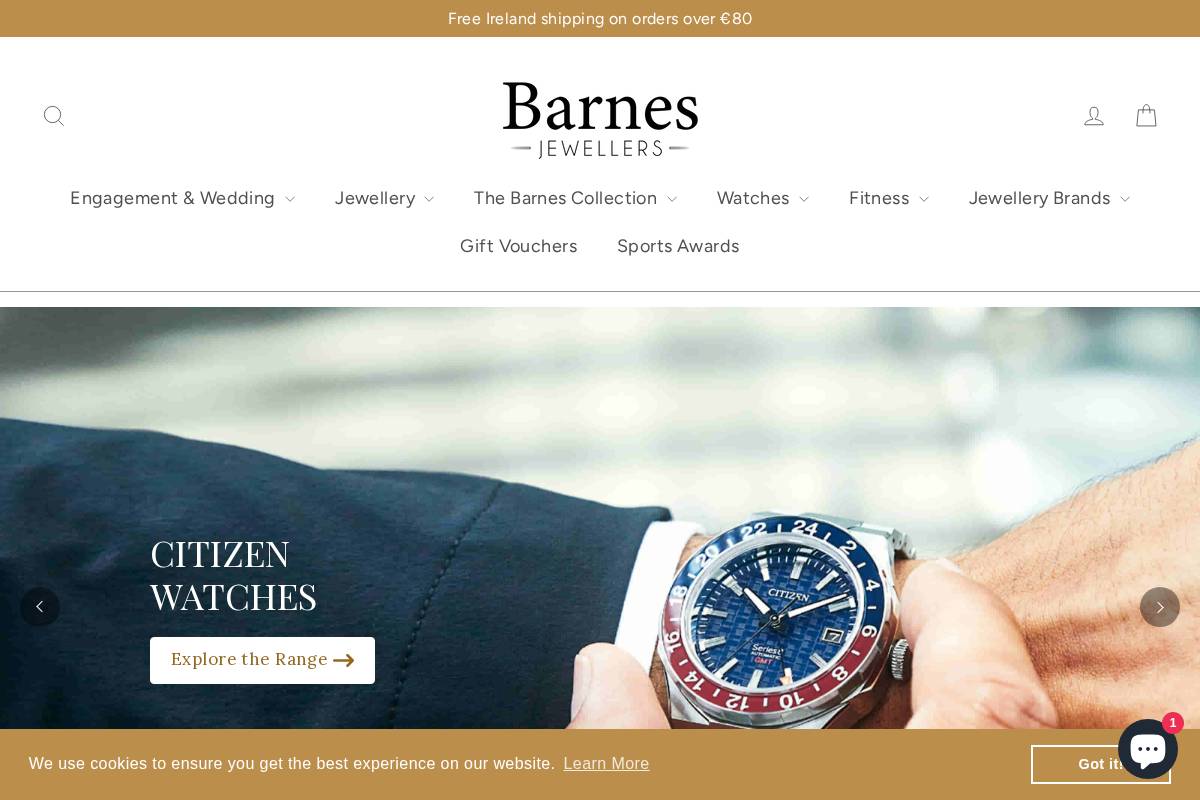 barnesjewellers.ie homepage screenshot