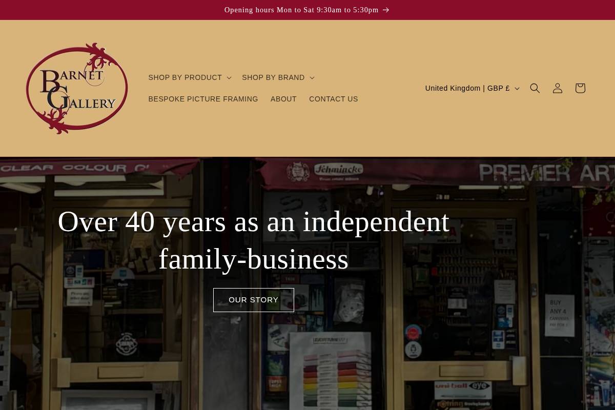 Barnetgallery homepage screenshot