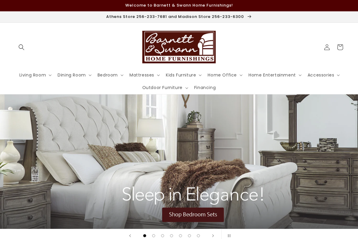 barnettandswannhomefurnishings.com homepage screenshot