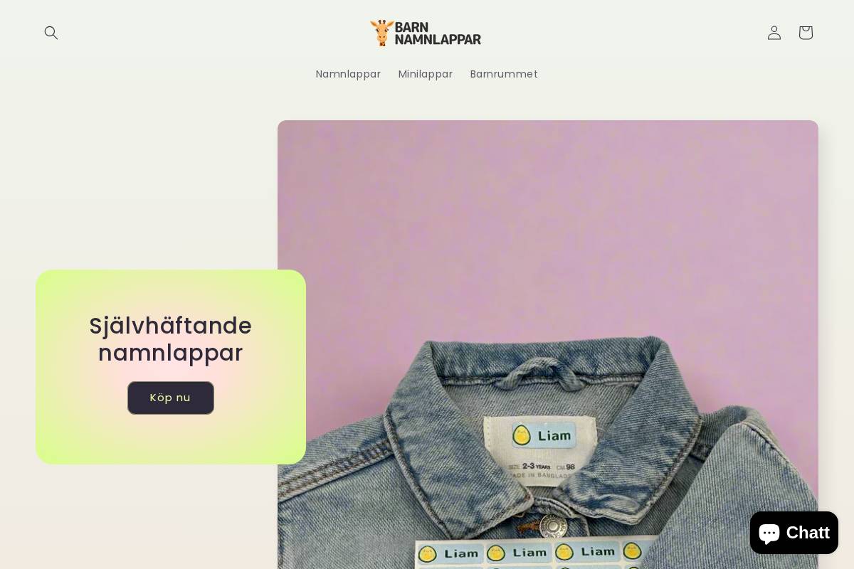 Barnnamnlappar homepage screenshot