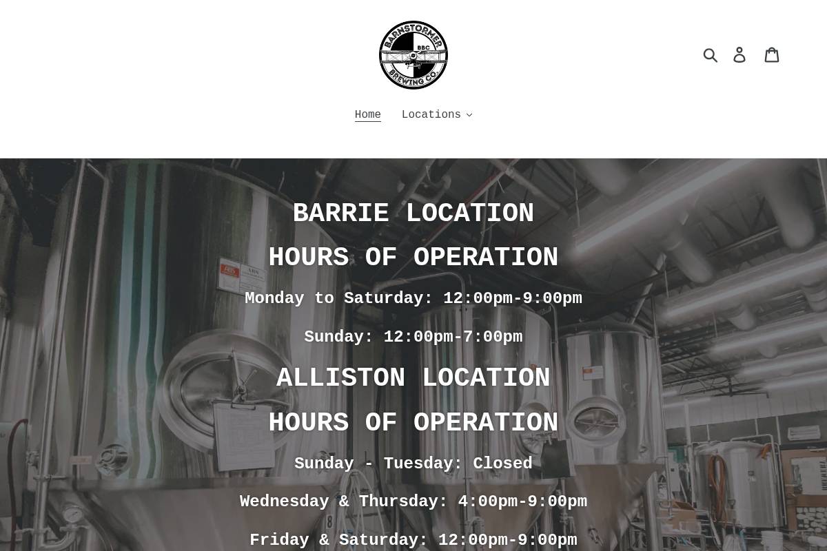 barnstormerbrewing.com homepage screenshot