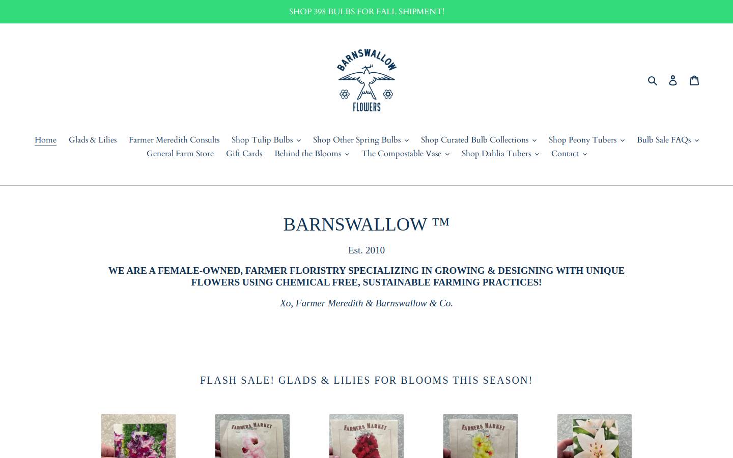 barnswallowflowers.com homepage screenshot