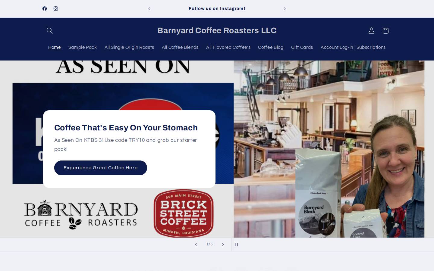 barnyardcoffee.com homepage screenshot