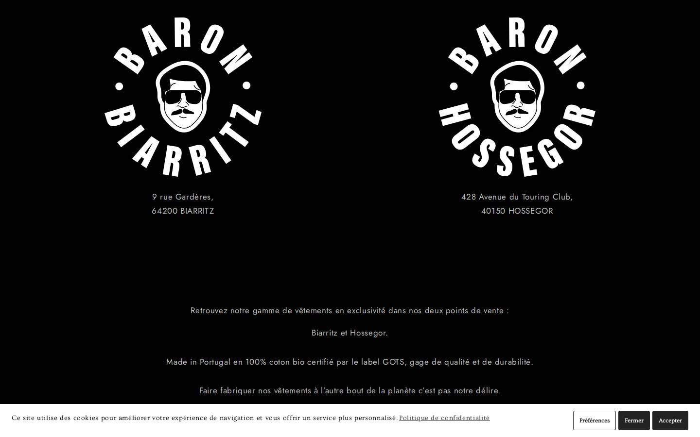 baronclothing.fr homepage screenshot