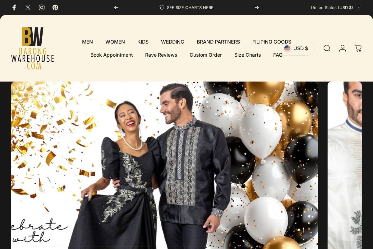 barongwarehouse.com homepage screenshot