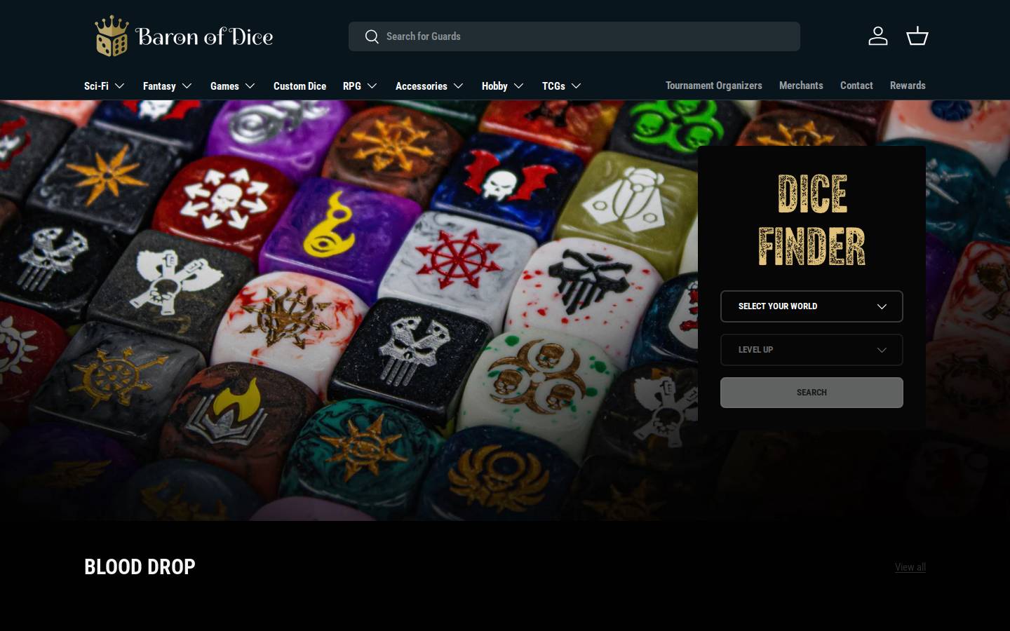 baronofdice.com homepage screenshot