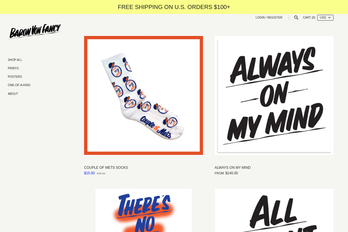 Baron Von Fancy homepage screenshot