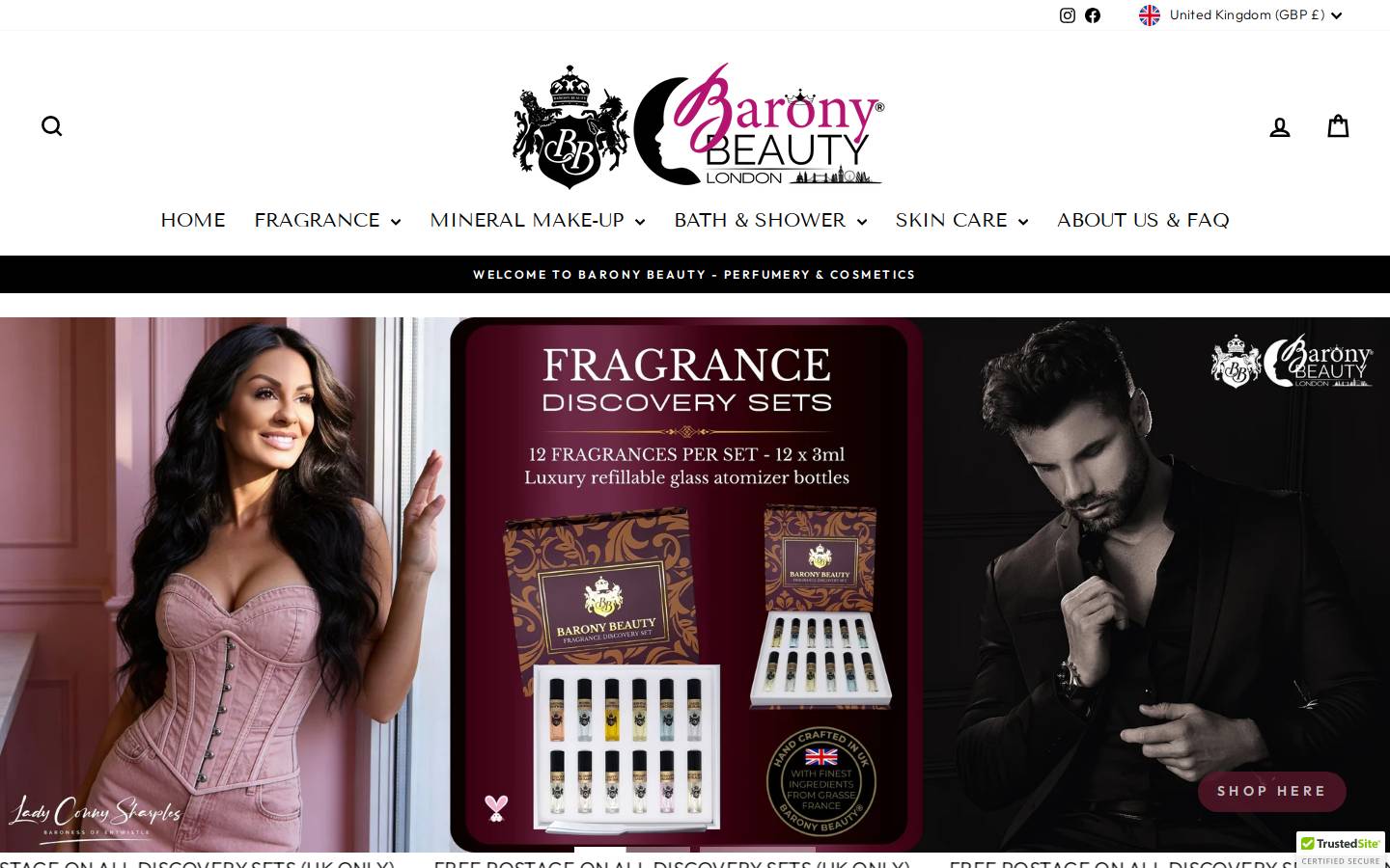 Barony Beauty homepage screenshot