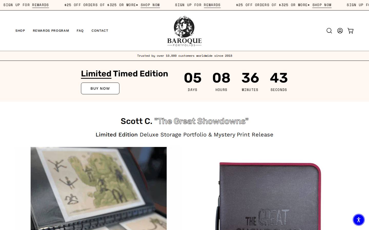 baroqueportfolios.com homepage screenshot